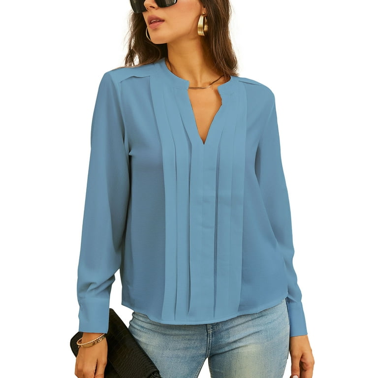 New Fashion V-neck Pleated Chiffon Shirt New Fashion V-neck Pleated Chiffon Shirt