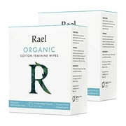 Rael Organic Cotton Feminine Wipes - 100% Purified Water, OCS Certified Organic Cotton, Biodegradable, Ideal for Sensitive Skin, Individually Wrapped, (2Pack, 20Counts)