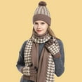 thumbnail image 4 of HNMKIU Knitted Scarf Hat Winter Warm Soft Textured Cold Weather Fashion Accessory Set Khaki - One Size, 4 of 4