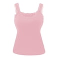thumbnail image 2 of Lace Tank Tops for Women Built in Bra Camisole Top Lace Trim Cami Spaghetti Strap Sleeveless Tank Top Going Out Tops Pink M, 2 of 5