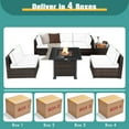 thumbnail image 3 of Topbuy 7 Piece Pe Rattan Outdoor Patio Bar Set with Fire Pit Table, Brown/Off White, 3 of 8