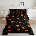 thumbnail image 2 of Homewish Polka Dot Pumpkin Queen Comforter Set for Kids, Black Orange Halloween Gourd Comforter Sets Queen, Black Reversible, 3 Pieces, 1 Comforter and 2 Pillowcases, 2 of 6