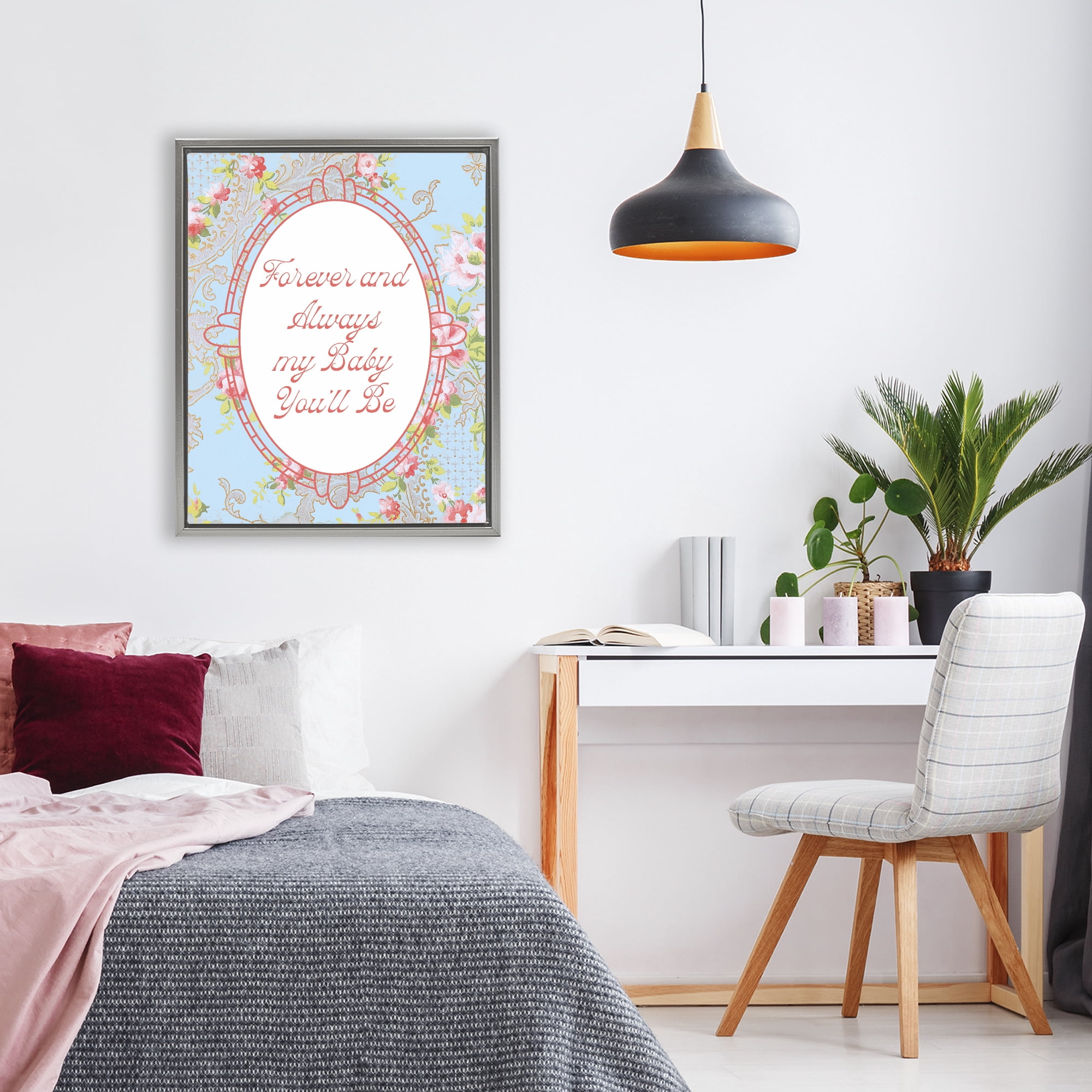 Stupell Industries Forever And Always My Baby Gray Framed Floater Canvas Wall Art, design by Lil' Rue