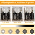 thumbnail image 3 of Ourlova Makeup Vanity Desk with Lights and Power Outlet - Corner Vanity Table with 5 Rotating Drawers/3 Color Lighting/Brightness Adjustable/Shelves and Stool - Dressing Table for Women Girls - Black, 3 of 7