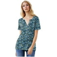 thumbnail image 5 of HAPIMO Women' Plus Size Flower Print Tops V-Neck Tees Fashion Clothes Elegant Blouses Casual Loose Flowy Summer Tops for Women Dressy Tunic Blue XL, 5 of 9