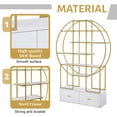 thumbnail image 5 of PORKISS 5 Tiers Open Shelf Bookcase Bookshelf, Modern Display Shelf with 2 Drawers, Freestanding Etagere Bookcase with Gold Frame, Round Tall Bookshelf for Office, Golden/White, 5 of 12