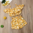 thumbnail image 5 of 2Pcs Toddler Baby Girl Summer Clothes Floral Ruffle Crop Top Shorts Pants Two-Piece Outfit, 5 of 7