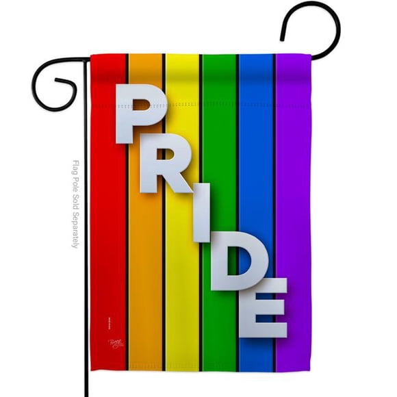 Breeze Decor 13 x 18.5 in. Rainbow Pride Garden Flag with Support Double-Sided Decorative Vertical House Decoration Banner Yard Gift