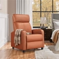 thumbnail image 2 of Alden Design Faux Leather Push Back Theater Recliner Chair with Footrest, Tan, 2 of 10