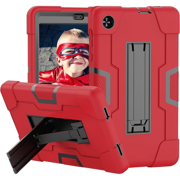 SOATUTO for Alcatel Joy Tab 2 8 inch Tablet Case, Shockproof Kids Friendly Rugged Sturdy Armmor Cover Case Built-in Kickstand for Alcatel Joy Tab 2 8 inch 2020 Model 9032Z Tablet (Red/Black)