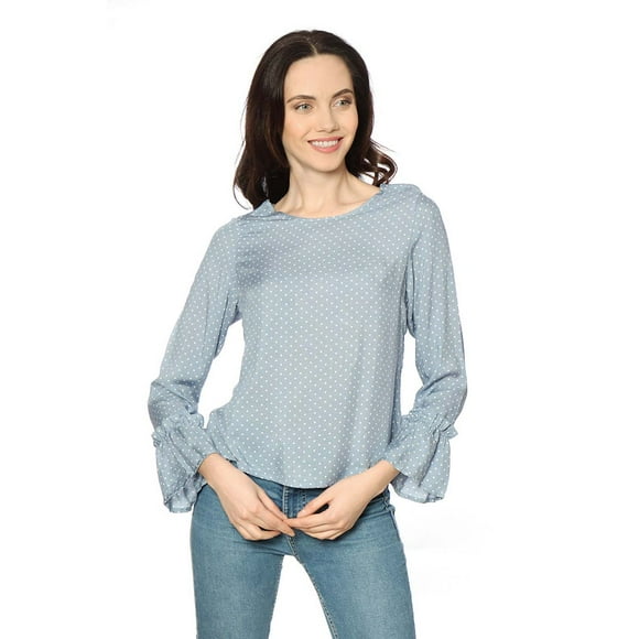 Blusa Mujer fresca Boleada manga larga Azul Palassi 3914