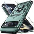 thumbnail image 1 of KOMI Case Compatible with Google Pixel 9/9 Pro Built in Slide Camera Lens Cover+Screen Protector+Finger Ring Holder Kickstand,Heavy Duty Shockproof Full Body Protective Phone Cover, Dark Green, 1 of 5