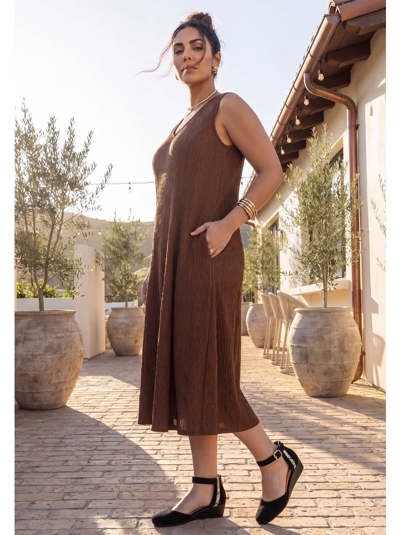 knit tank dress plus size Plus Size Women's Crushed Jersey Knit Tank Dress by Catherines in Deep Mocha (Size 4X)