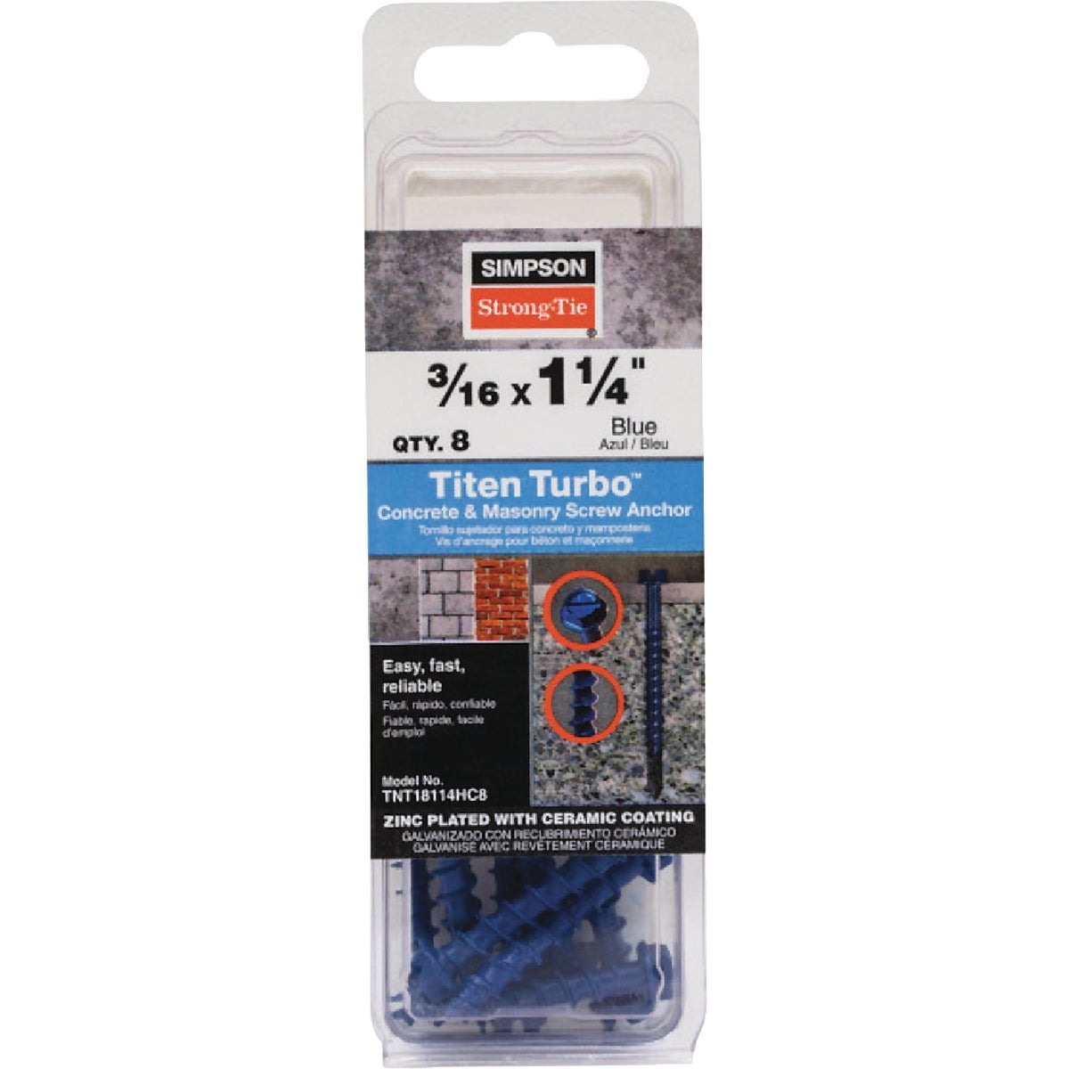 Simpson Strong-Tie Titen Turbo Concrete & Masonry Screw Anchor - Pack of 8