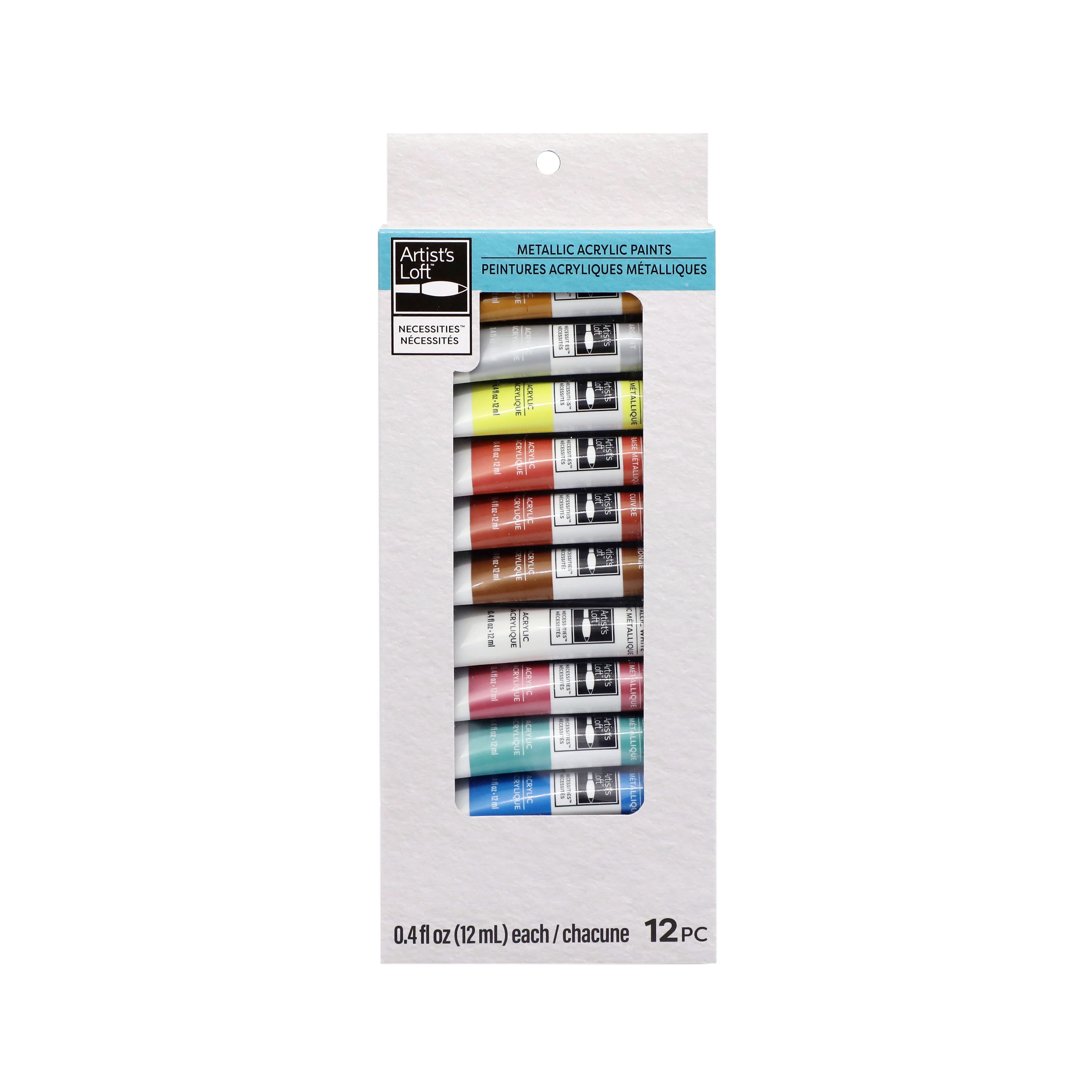 Metallic Acrylic Paints by Artist's Loft Necessities - Assorted Metallic Colors for Painting - Crafts & Mixed Media - 12 Pack