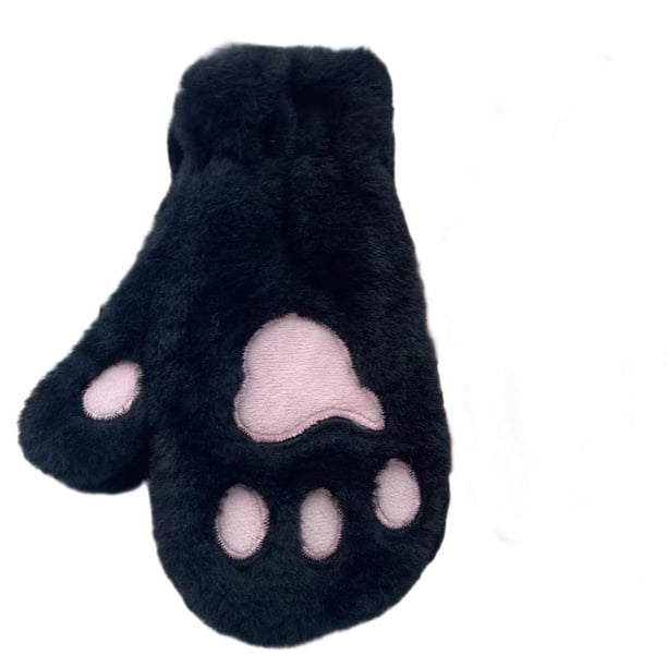 Guantes de invierno cálidos y bonitos con garra de oso acolchada estilo coreano para mujer, con garra de gato acolchada Wenchuang para exteriores
