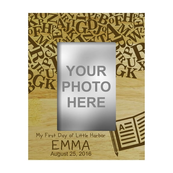Personalized My First Day To School Wood Engraved Picture Frame With Name -4 x 6 Inches Horizontal