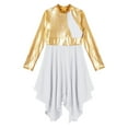 thumbnail image 3 of Alvivi Kids Girls Shiny Metallic Praise Asymmetrical Tunic Dress Lyrical Contemporary Dance Costume White 10, 3 of 5