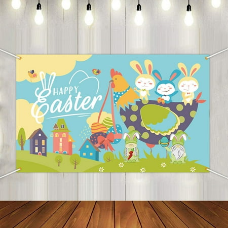 

Easter Background Cloth Cute Cartoon Bunny Carrot Flower Egg Pattern Festival Home Garden Decoration Party Decoration Supplies Hot Sale