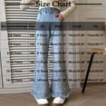 thumbnail image 3 of THDHVS Jeans for Girls,Girls Pants,Girls Straight Wide Leg Jeans for Casual Outerwear Comfortable Denim Trousers with Functional Pockets Versatile Style Blue 7-8 Years, 3 of 8