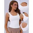 thumbnail image 3 of DARING DIVA Women's Ribbed Square Neck Slim-Fit Lace Trim Tank Tops S White, 3 of 6