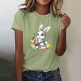 thumbnail image 5 of Easter Day Shirts Womens Short Sleeve Crewneck Tops Bunny Floral Eggs Printed Cute Graphic Tee Basic Tshirts (XL, Green), 5 of 6