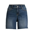 thumbnail image 5 of Time and Tru Women's Mid-Rise Raw Hem Denim Shorts, 6” Inseam, Sizes 2-20, 5 of 5