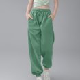 thumbnail image 2 of Girls Jogger Sweatpants, Cuffed Ankle with Drawstring Waist in Solid Color, Trendy Athleisure Pants for School, Sports, and Weekend Style.,Mint Green,130, 2 of 5