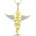 thumbnail image 1 of 10kt Yellow Gold Mens Round Diamond Angel Charm Pendant 1/2 Cttw, 1 of 2