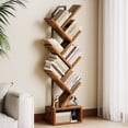 thumbnail image 6 of Casacomoda 6-Tier Tree Bookshelf for Corner & Small Space — Narrow Steel & Wood Bookcase, Tall Floor Standing Book Organizer Shelf with Storage Cabinet, Home Decor for Living Room, Bedroom, Vintage, 6 of 8