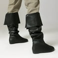 thumbnail image 5 of Mostsola Fold Over Slouchy Boots for Women Vintage Flat Booties Casual Pull on Mid Calf Boots, 5 of 8