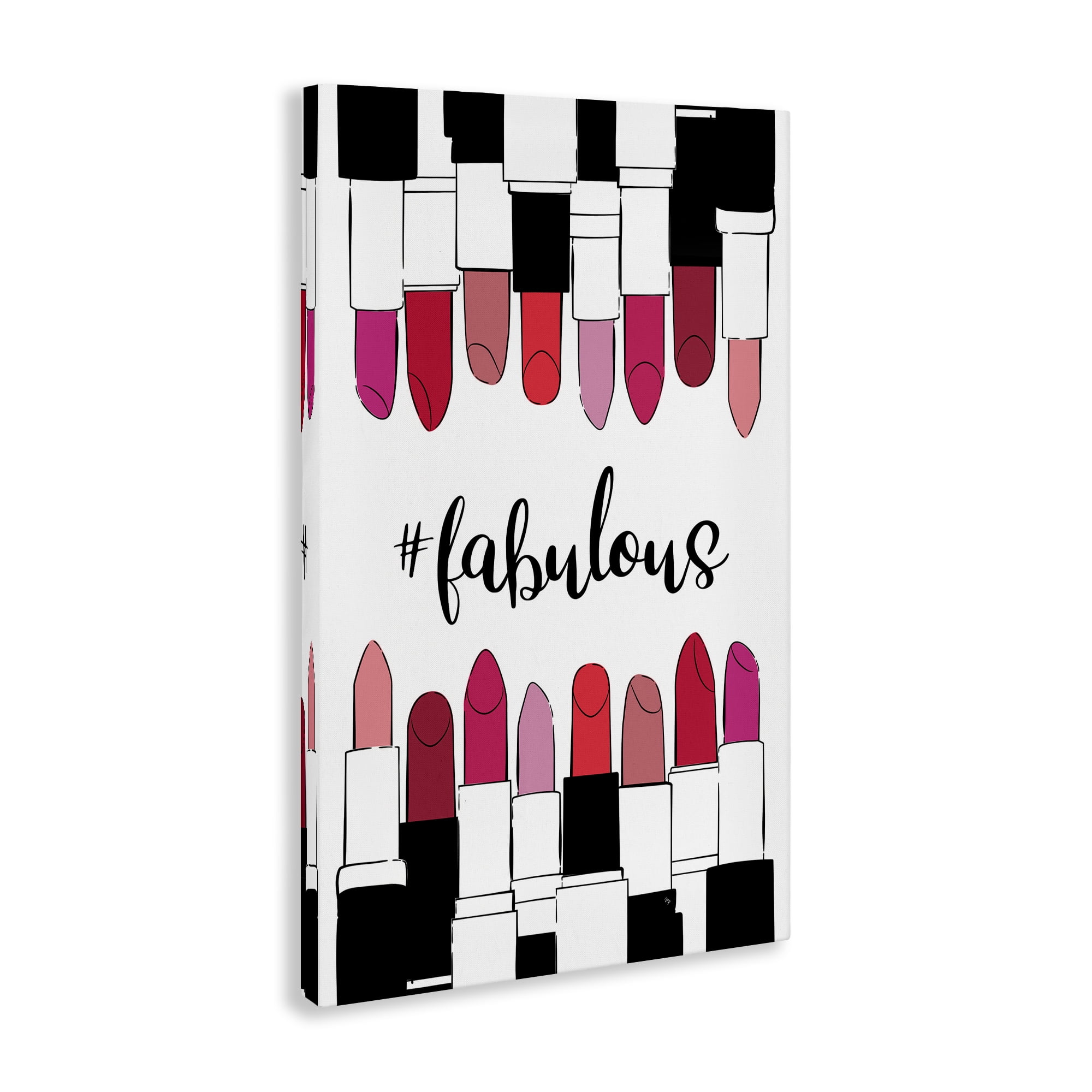 Stupell Industries Hashtag Fabulous Lipstick Beauty & Fashion Painting Gallery Wrapped Canvas Art Print Wall Art, 20 x 30