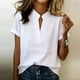 thumbnail image 2 of Eres Más Que una Camisa de Puntuación de Prueba Casual Color Sólido V Cuello Camisa de Manga Corta para Mujeres, 2 of 7