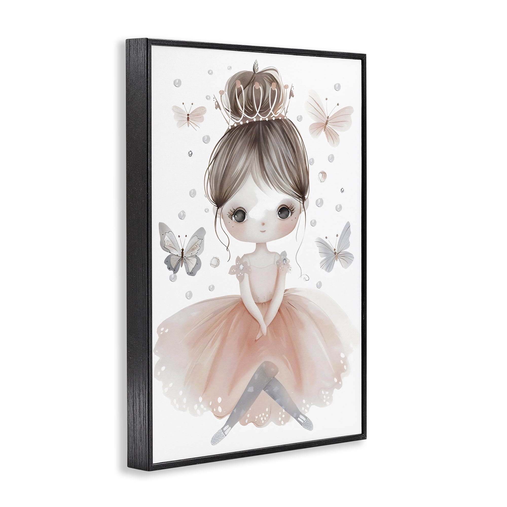 Stupell Industries Sweet Butterfly Fairytale Princess Black Framed Giclee Art, design by Creative Studio