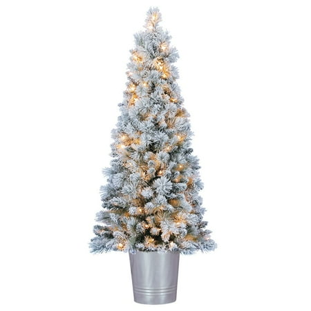 Home Heritage 4.5 Feet Entry Way PVC Pre Lit Artificial Christmas Tree w/ (Best Pre Lit Slim Christmas Tree)