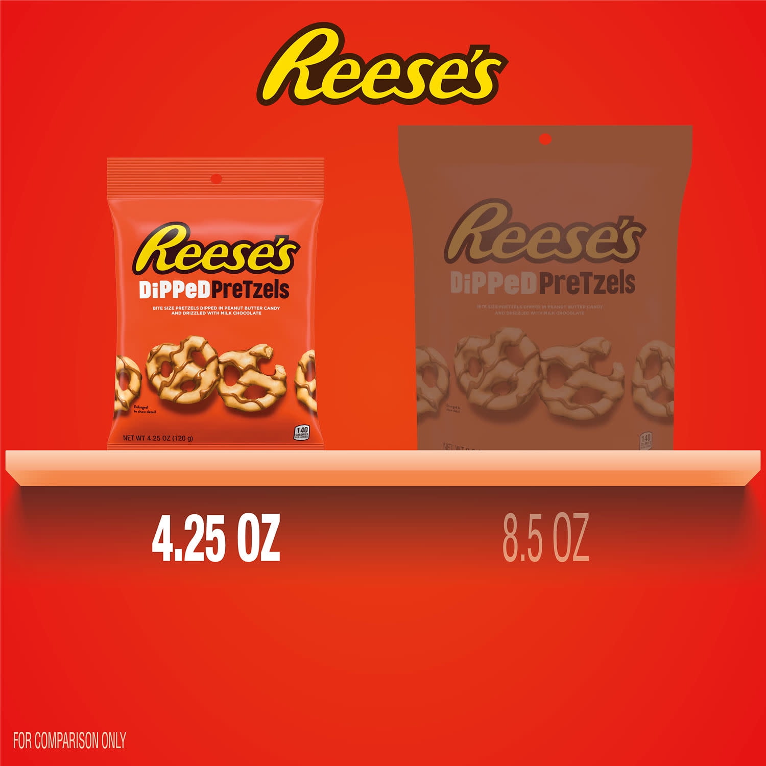 (2 pack) Reese's Milk Chocolate Peanut Butter Dipped Pretzels, Bag 4.25 oz