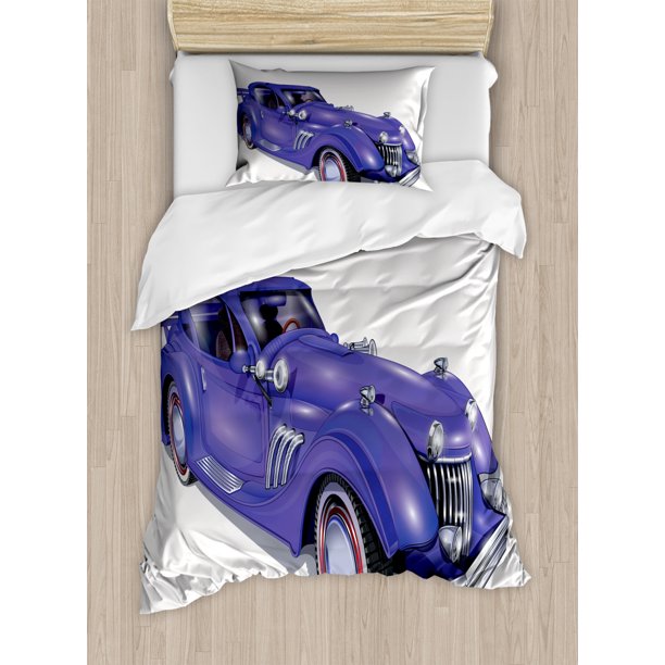 Cars Duvet Cover Set, Custom Vehicle with Aerodynamic Design for High