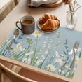 thumbnail image 3 of Spring Flowers Placemats Set of 12, Watercolor White Daisy Floral Leaf Plant Blue Linen Texture Non-Slip Place Mats Washable Table Mats for Kitchen Dining Table Decorations Indoor/Outdoor, 3 of 9