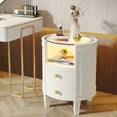 thumbnail image 5 of 1Easylife 25.5 Inches Tall Round Nightstand Side Table with 2 Drawers LED Light Open Shelf for Bedroom Sofa Side White, 5 of 5
