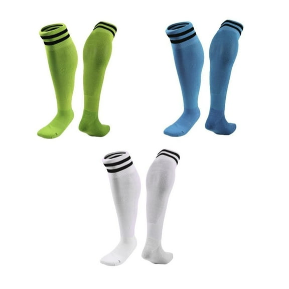 Lian LifeStyle 3 Pairs Knee High Sports Socks for Soccer, Softball, Baseball, Soccer, and Many Other Sports XL002 Size S Green,LightBlue,White