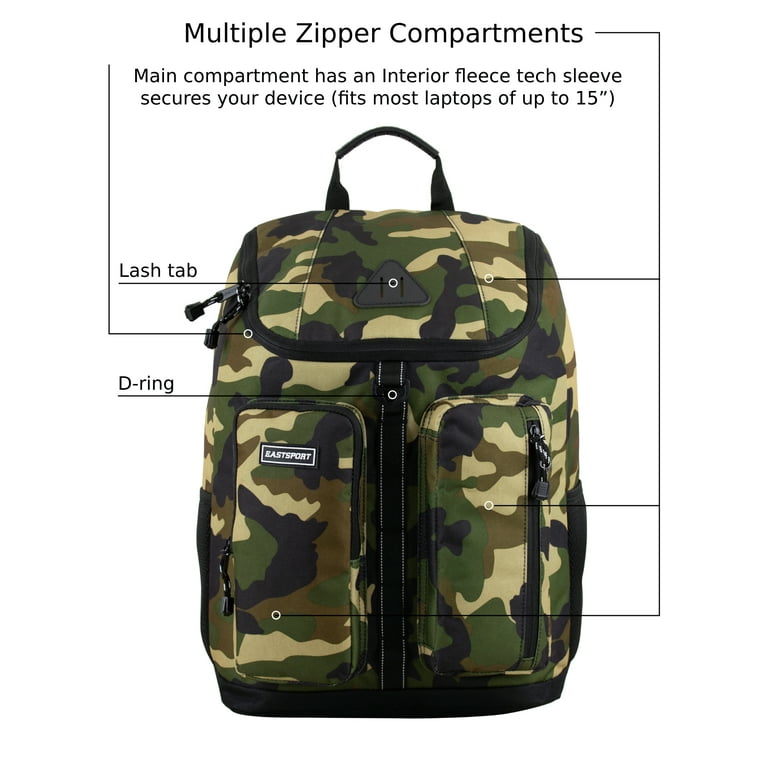 Eastsport Unisex Theo Top Loader Backpack Army Camo Walmart
