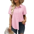 thumbnail image 2 of ONLYSHE Short Sleeve Button Down Shirt Women Summer Breathable Blouses Collared Casual Shirts Summer Beach Tops, 2 of 5