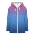 thumbnail image 3 of Women's Gradient Color Hoodies V Neck Long Sleeve Quarter Zip Up Lightweight Oversized Casual Hooded Sweatshirt (2XL, Hot Pink), 3 of 4