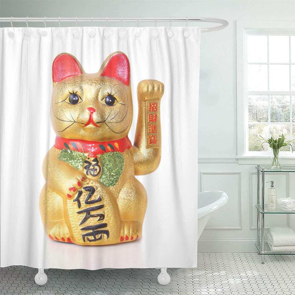 lucky cat shower curtain