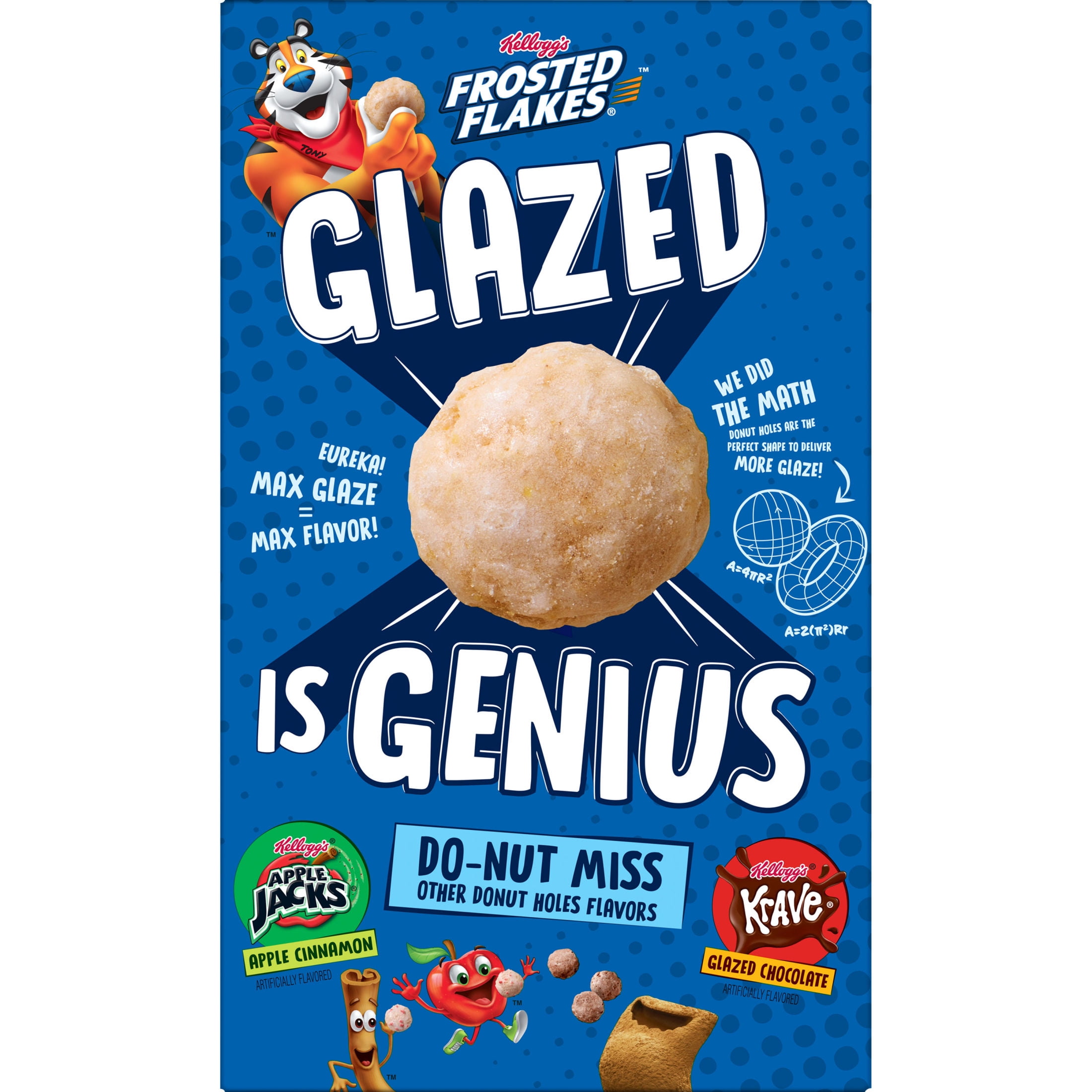 Kellogg's Frosted Flakes Glazed Donut Holes Original Breakfast Cereal, Kids Cereal, Family Size, 17 oz