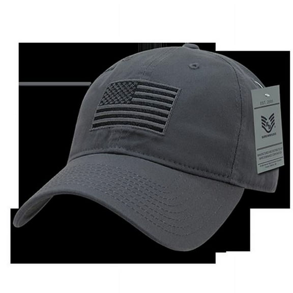 RapDom Tonal US Flag Graphic Relaxed Mens Cap [Dark Grey - Adjustable]