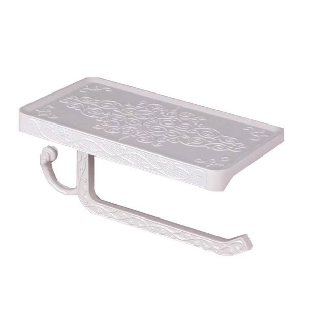 Soporte para papel de cocina blanco, soporte para rollo de papel para teléfono móvil antiguo de aluminio, estante de almacenamiento para caja de pañuelos de estilo europeo