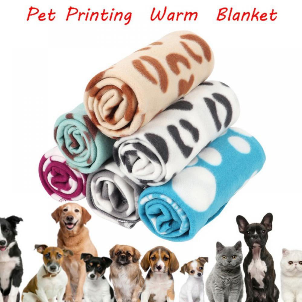 Warm Blanket for Pets Dogs Cats Velvet Soft Sofa Cover Bed Mat Pad Paw Print 