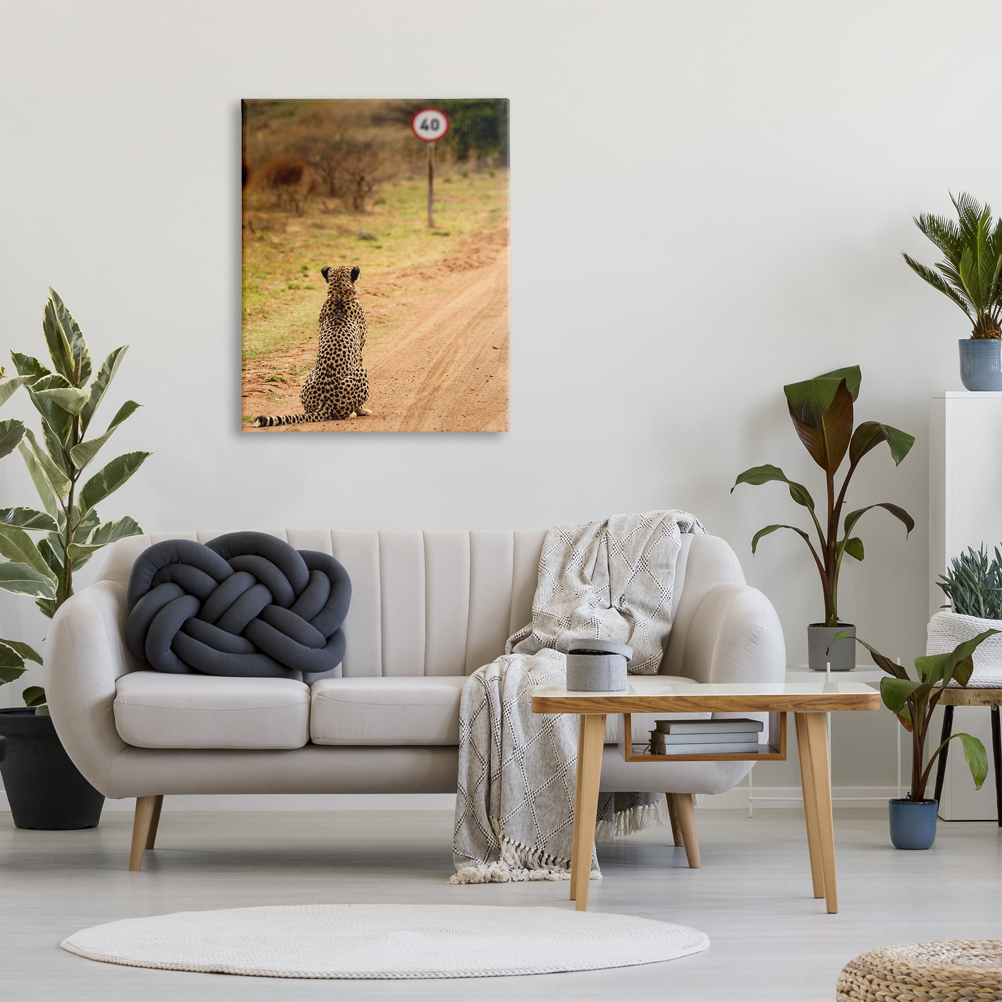 Stupell Industries Speedy Cheetah on Road Animals & Insects Photography Gallery Wrapped Canvas Art Print Wall Art, 30 x 40