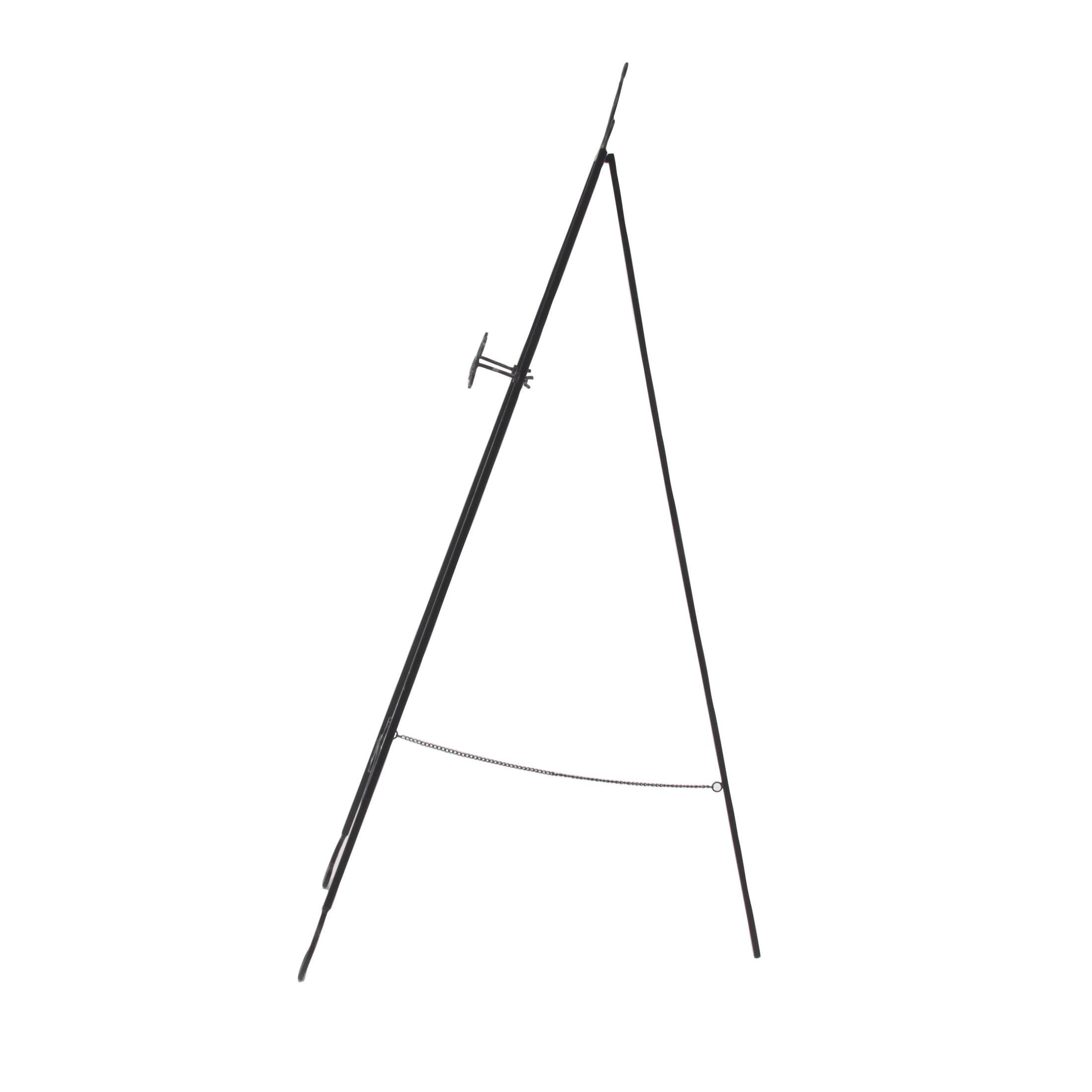 DecMode 25" x 70" Black Metal Tall Adjustable Floor 3 Tier Scroll Easel, 1-Piece
